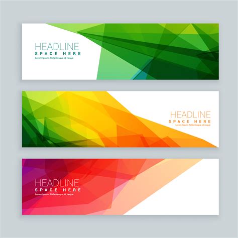 Web Banners Template Set In Abstract Colorful Style Download Free