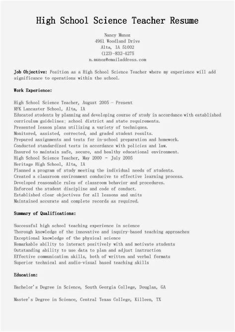 45 High School Teacher Resume Examples That You Can Imitate