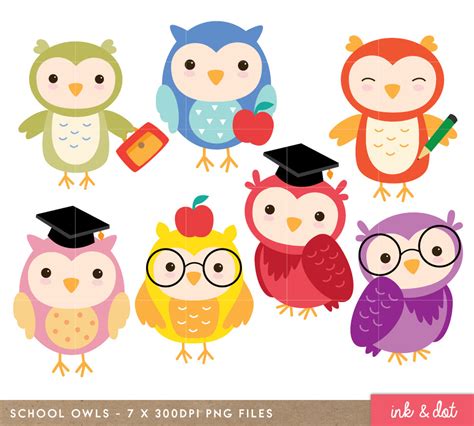 Owl Clip Art School Digital Owl Clipart Scrapbook