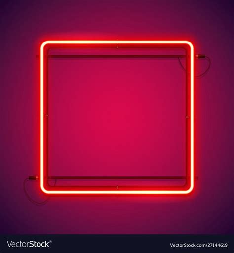 Square Red Neon Frame Vector Image On VectorStock Neon Apple Logo