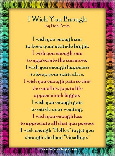 The Poem I Wish You Enough In Rainbow Colors