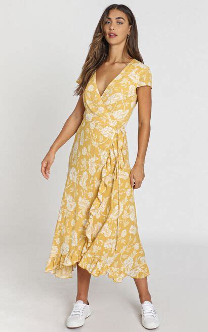 Tropical Scenes Dress In Yellow Floral Showpo Floral Dress Casual