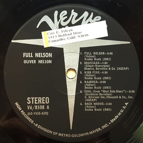 Oliver Nelson Full Nelson Vinyl Blue Sounds