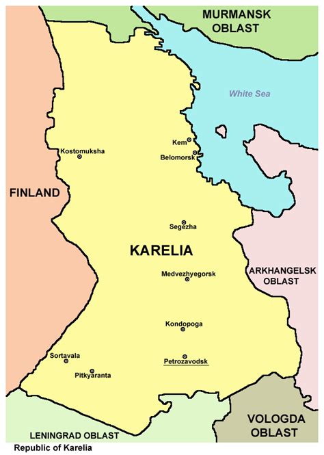 Map Of The Republic Of Karelia Republic Of Karelia Republic Murmansk