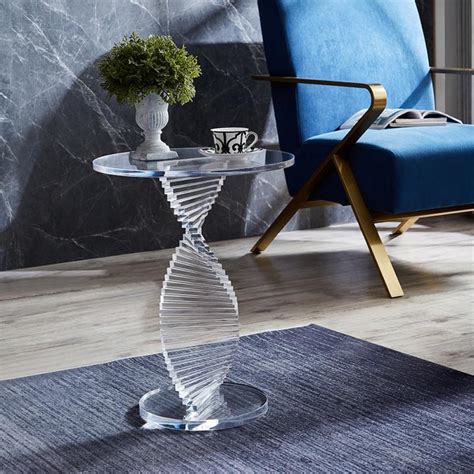 Homary Contemporary Round Acrylic Side Table End And Side Tables