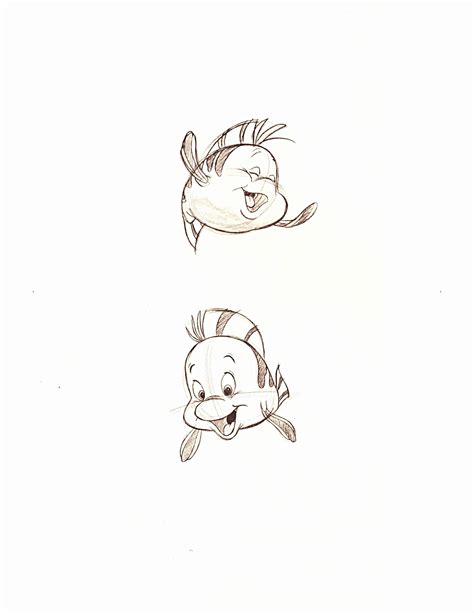 Walt Disney Sketches Flounder Walt Disney Characters Photo