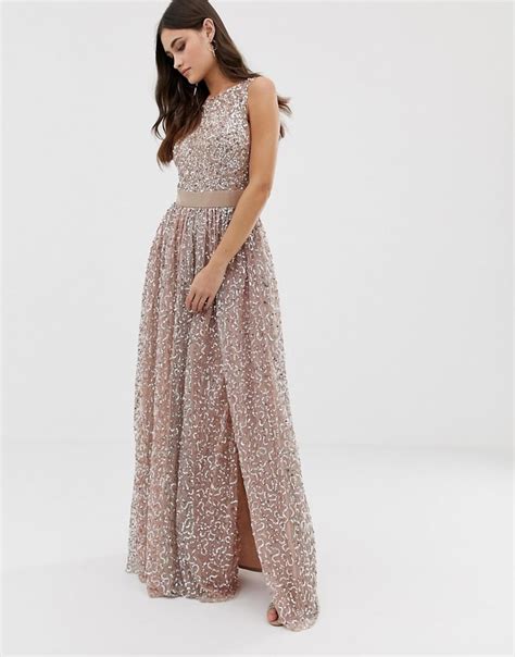 Maya Allover Contrast Tonal Delicate Sequin Dress With Satin Waist The Best Asos Bridesmaid