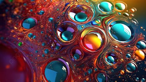 Vibrant Spiral Of Colorful Water Bubbles In 3d Abstract Art Background