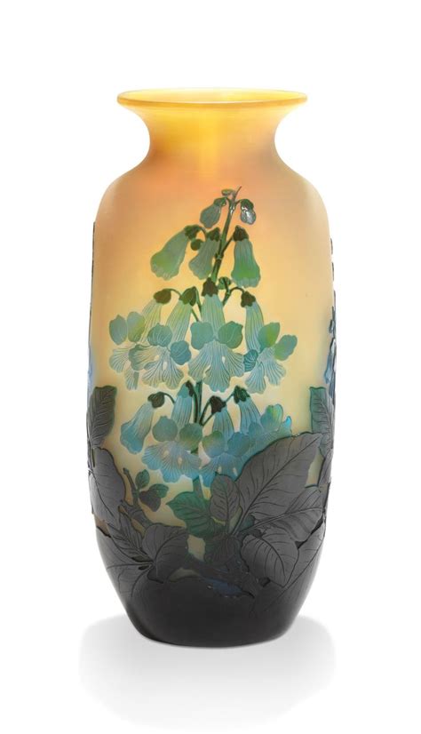 A Foxglove Cameo Glass Floral Vase By GallÉ 1925 1930 19th Century All Other Categories