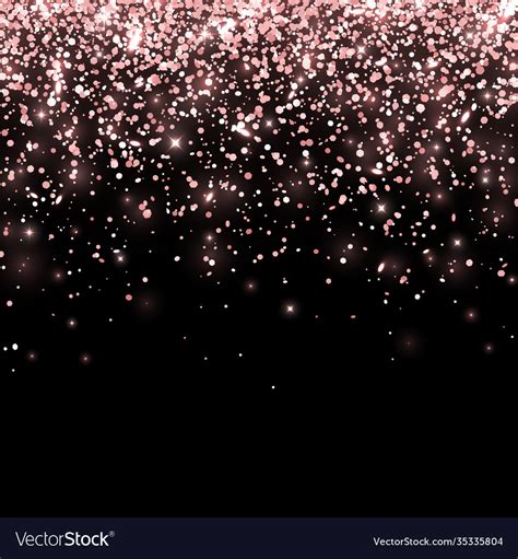Rose gold falling glitter on black background Vector Image