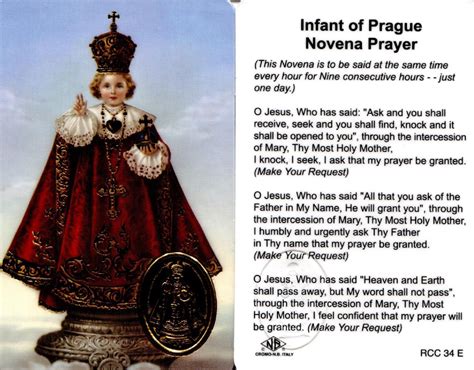 Infant Of Prague Novena Wallet Prayer Card Item Eb390 Laminated
