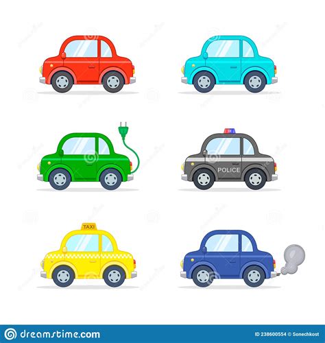 Set Of Colorful Cartoon Cars Vector Isolated Illustration Stock Vector
