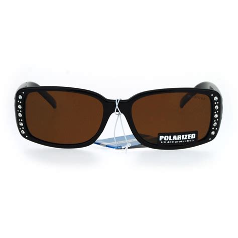 Polarized Rhinestone Bling Iced Womens Narrow Rectangular Designer Sunglasses Ebay