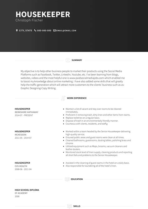 Here are several examples of good fonts for your cv Resumes For Housekeeping Position - Mryn Ism
