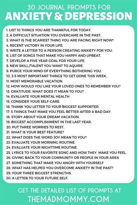 30 Journal Prompts For Anxiety And Depression Mental Health Journal