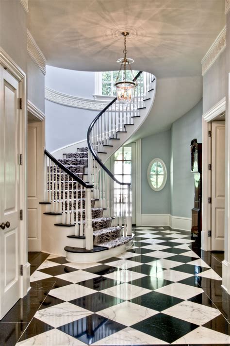 Marble floor and wall tile. Harrison Design | Stairs, White marble floor, Dream house