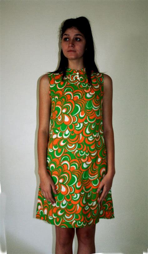 vintage psychedelic dress 1960s pucci esque green silky fabric etsy dresses shift dress