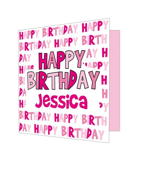 Personalised Happy Birthday Pink Text Card Just For Ts