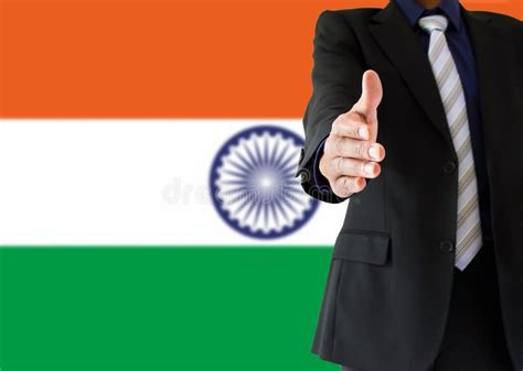 Handshake On India And Netherlands Flag Background Stock Image Image