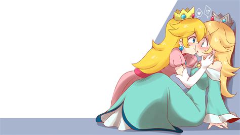 Princess Rosalina Princess Peach Video Game Girls Kissing Yuri Video Game Art Fan Art