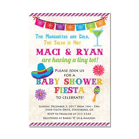 Mexican Fiesta Baby Shower Invitation Set Of 10