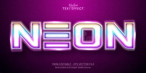 Neon Text Effect Editable Neon Lights Signage Text Style Stock Vector