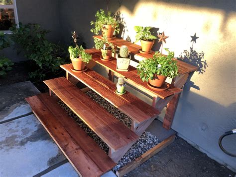 Plant Stand With Stair Risers And Fence Boards Plants Container
