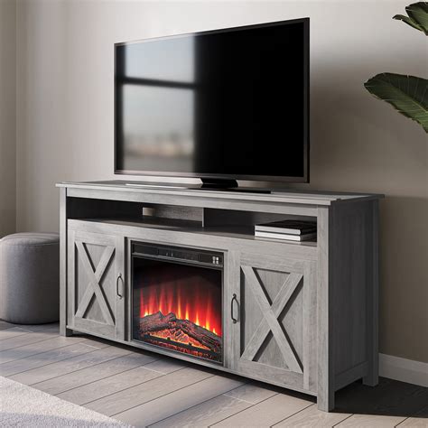 Buy Belleze Barn Door Wood Electric Fireplace Tv Stand For Tvs Up To 65
