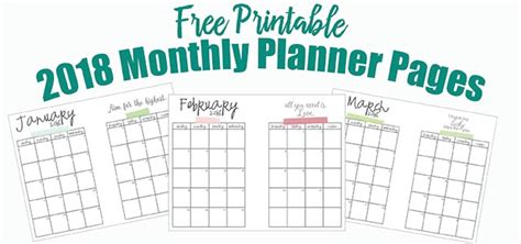 2018 Monthly Planner Printable Half Page Lawpcposter