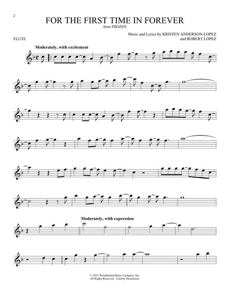 For The First Time In Forever From Frozen Flute Solo Sheet Music