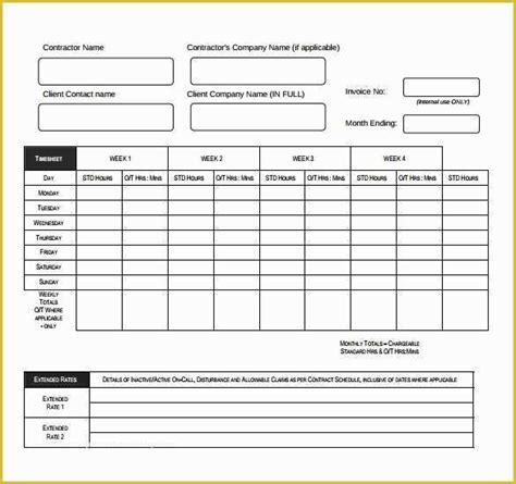 Construction Timesheet Template Free Of 8 Timesheet Invoice Templates