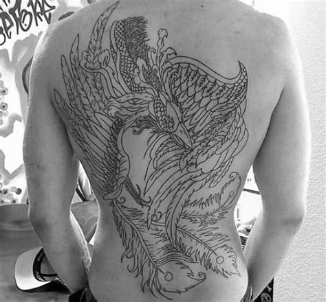 Bird of paradise drawing at getdrawings com free for. 40 Phoenix Back Tattoo Designs For Men - Flaming Bird Ideas