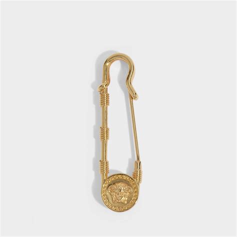 Versace Safety Pin Brooch In Golden Brass In Metallic Lyst