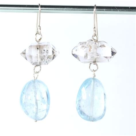 Herkimer Diamond Aquamarine Earrings