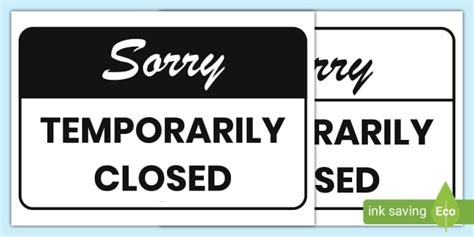free sorry temporarily closed sign posters signage twinkl