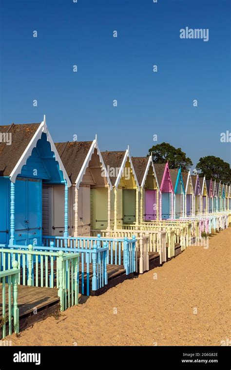 Pastel Coloured Beach Huts Stock Photo Alamy