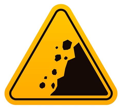 Premium Vector Falling Rock Danger Label Yellow Caution Sign