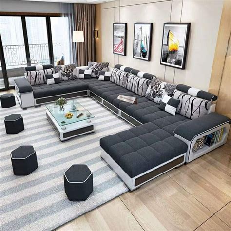 6 Seater Velvet U Shape Sofa Set For Living Room 132 At Rs 68999set