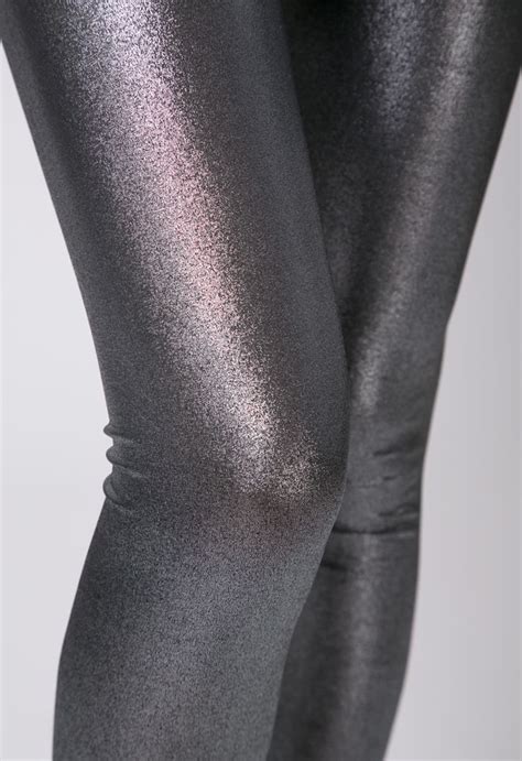 Silver Metallic Legging Retro Indie And Unique Fashion