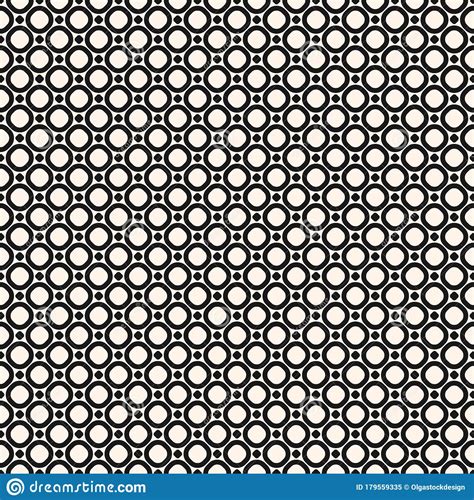 Circles Vector Seamless Pattern Abstract Black And White Geometric