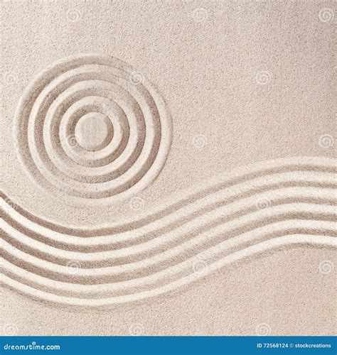 Raked Sand Patterns In Japanese Zen Garden Stock Photo Image Of Shape