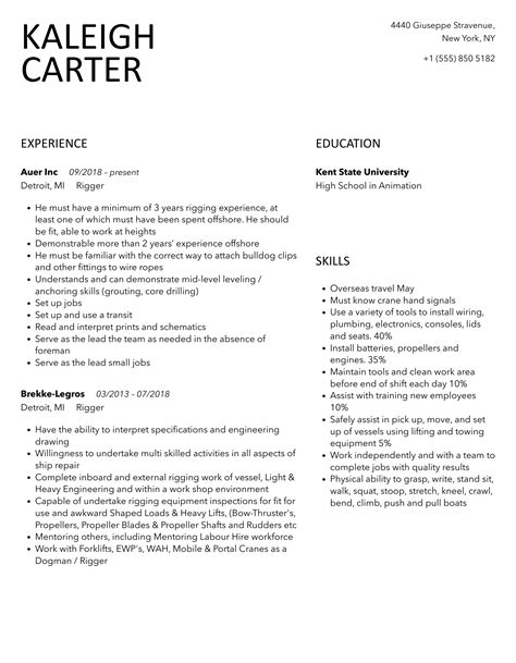 Rigger Resume Samples Velvet Jobs