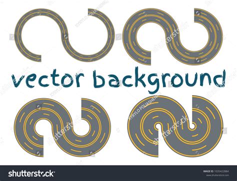 Winding Curved Road Highway Markings Set Stock Vector Royalty Free