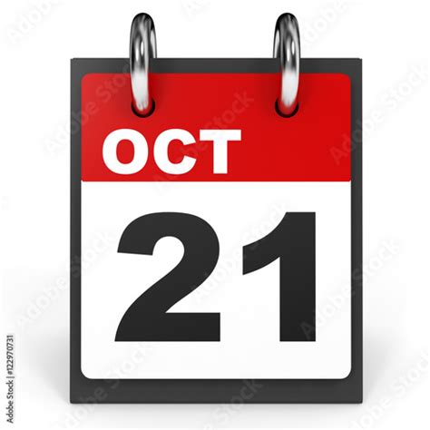October 21 Calendar On White Background Stock Illustration Adobe Stock