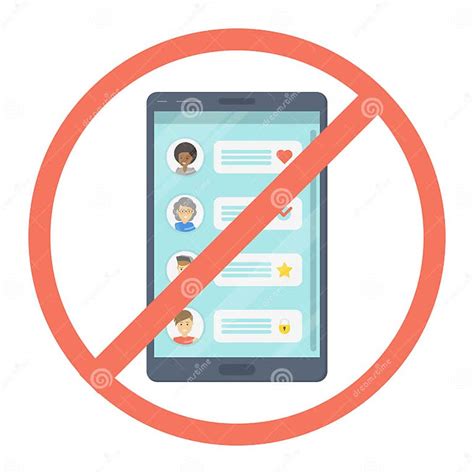 No Smartphone Red Sign Cellphone Behind Forbidden Sign Stock Vector