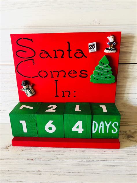 Christmas Countdown Calendar Wood Sign Santa Decor Etsy Christmas
