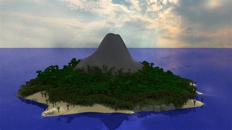 Realistic Volcano Island Custom Terrain Minecraft Map