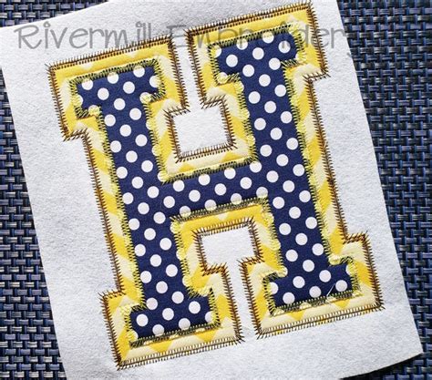 Large Zig Zag Double Applique Varsity Alphabet Machine Embroidery Font