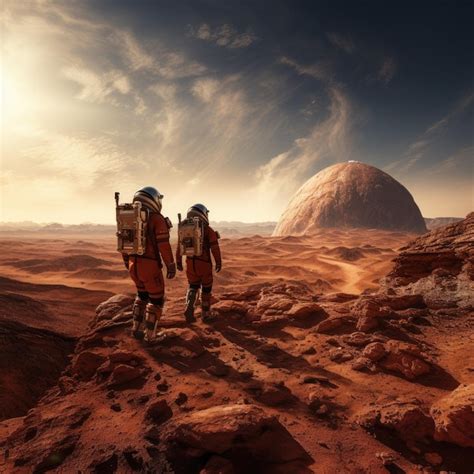 Premium Ai Image Humans On Mars Fascinating Concept Of Interplanetary