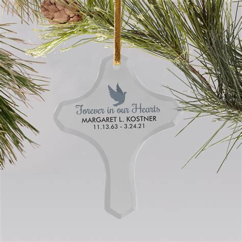 Personalized Forever In Our Hearts Cross Ornament With Dove